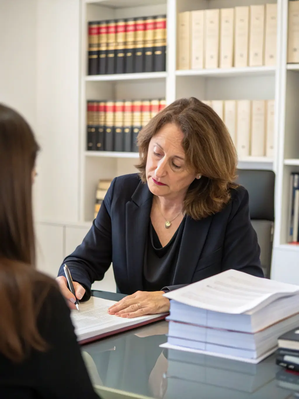 A photograph of a person receiving assistance with legal paperwork, symbolizing legal advocacy and support for survivors of domestic violence.